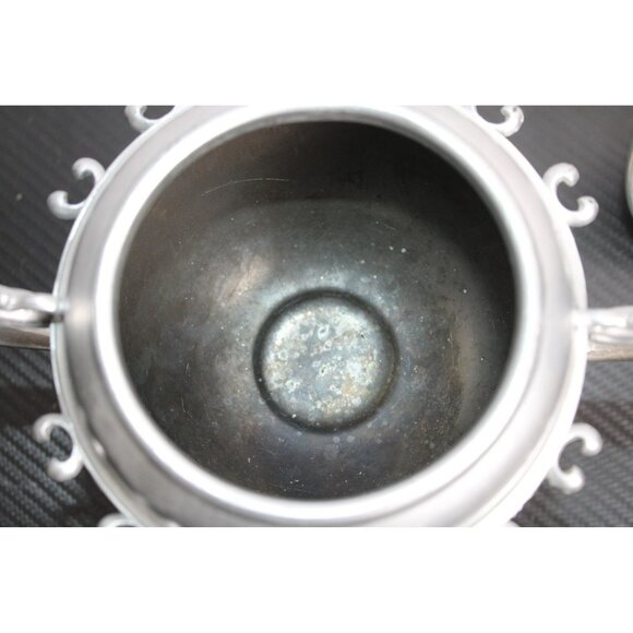 Vintage Silver Sugar Bowl With Lid And Unique Designs - Picture 8 of 9